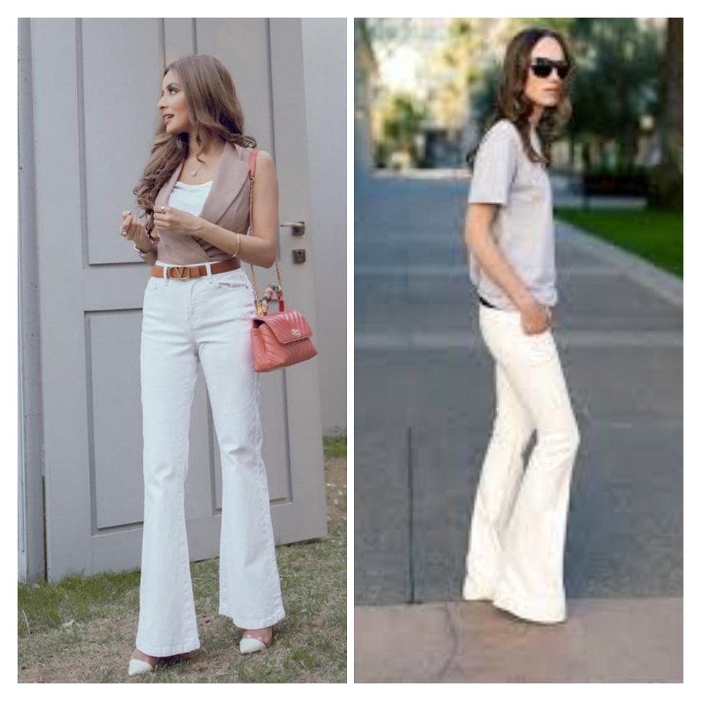 Warp + Weft Off-white Flare Leg High Waist Jeans Size 26